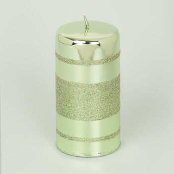 G Decor Green Glass Effect Striped Glitter Candles, 5 of 6