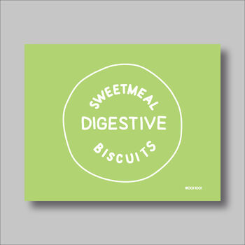 Custard Cream, Jammie Dodger, Bourbon And Digestive Biscuits Set Of Four Green Prints, 3 of 10
