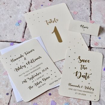 Star Wedding Gold Foil Place Cards, 3 of 3