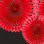 Red Decorative Tissue Paper Fans X Three, thumbnail 3 of 5