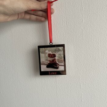 Personalised Photo Square Love Christmas Tree Decoration, 2 of 4