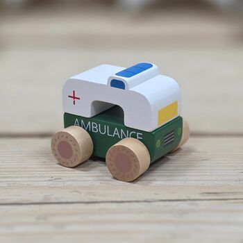 Set Of Three Wooden First Toy Emergency Vehicles, 2 of 6