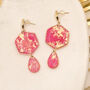Pink And Gold Foil Speckled Drop Statement Earrings, thumbnail 2 of 8