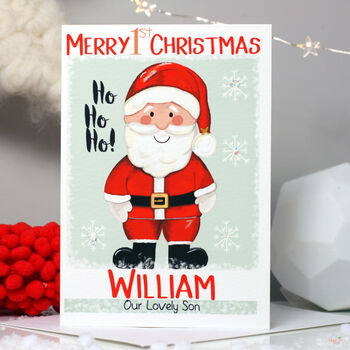 Personalised Santa Baby 1st Christmas Card, 3 of 10