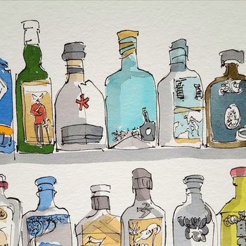 Vibrant Gin Bottles Limited Edition Giclee Print, 3 of 4