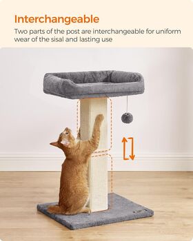 Cat Scratching Post With Plush Perch And Sisal Pole, 7 of 10