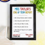 Personalised Teacher End Of Term Report Card Print, thumbnail 1 of 4