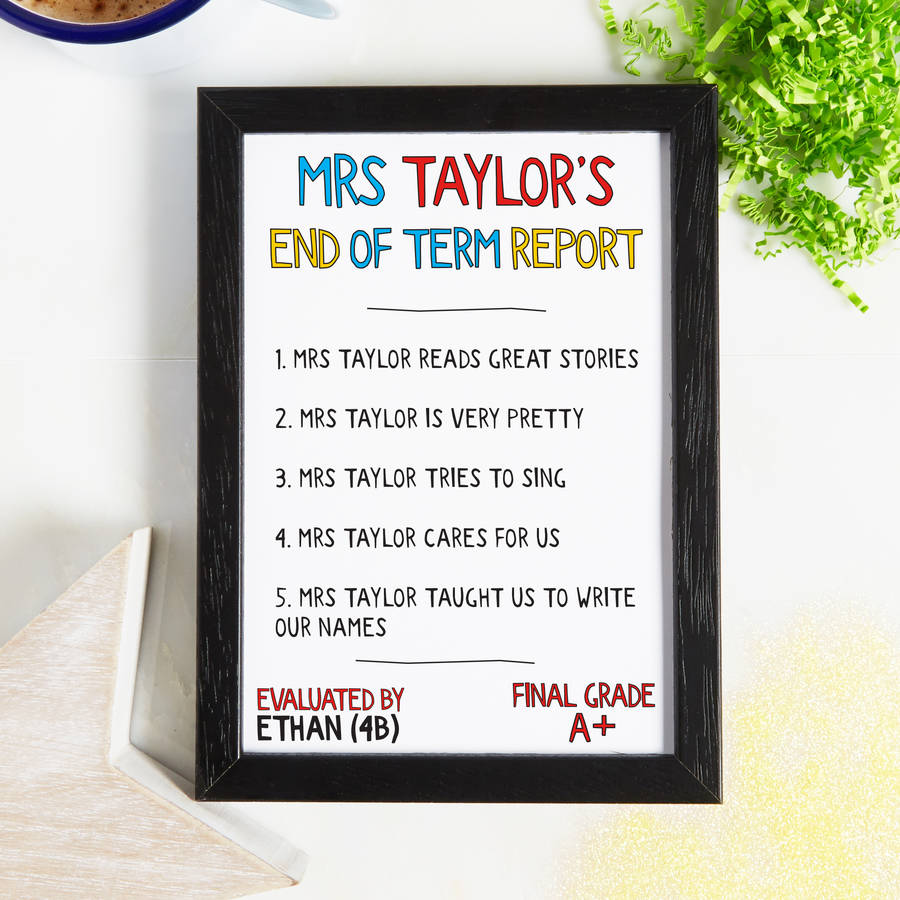 Personalised Teacher End Of Term Report Card Print By Coconutgrass 