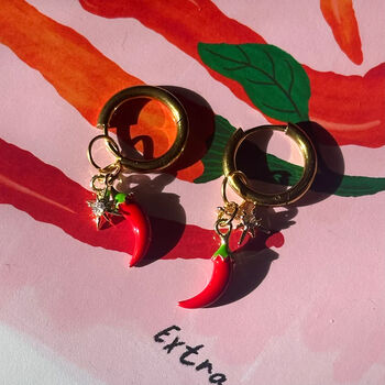 Chilli A4 Art Print And Chilli Earrings Gift Set, 8 of 9