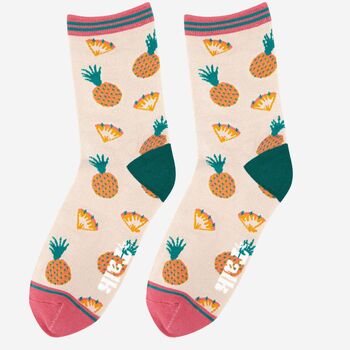 Women's Pineapple Print Bamboo Socks, 3 of 5