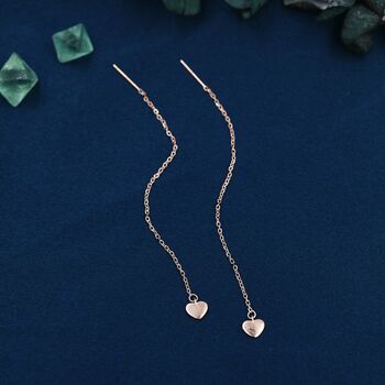 Tiny Heart Threader Earrings In Sterling Silver, 6 of 11