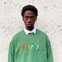 Green Hand Embroidered Trippy Sweatshirt, thumbnail 1 of 7