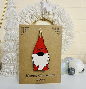 Personalised Grandson Gnome Christmas Card Decoration, 9 of 10