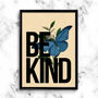 Be Kind Vintage Inspired Papillion Typography Poster, thumbnail 2 of 9