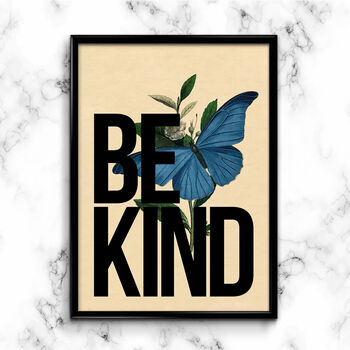 Be Kind Vintage Inspired Papillion Typography Poster, 2 of 9