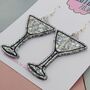 Glitter Martini Glass Resin Earrings, thumbnail 7 of 8