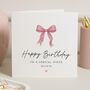 Personalised Pink Bow Birthday Card For Niece, thumbnail 1 of 7