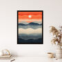 Low Sun High Tide Blue Orange Seascape Wall Art Print, thumbnail 4 of 6