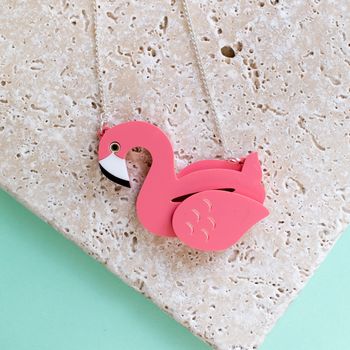 Flamingo Pool Float Perspex Necklace, 2 of 3