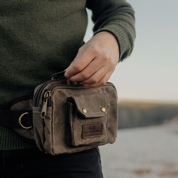 Waxed Cotton Waist Bag, 2 of 4