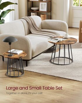 Set Of Two Modern Round Coffee Tables Steel Frame, 3 of 8