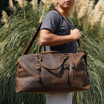 Zip Detail Genuine Leather Holdall, 11 of 12