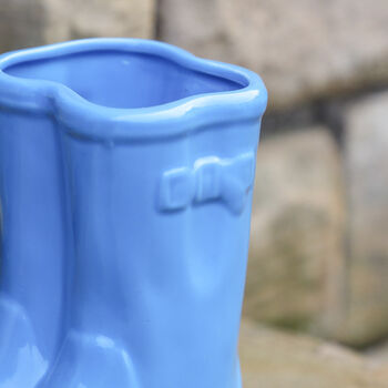 Personalised Sky Blue Garden Welly Planter, 3 of 10