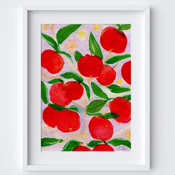 'La Pomme' Apple Art Print Watercolour Pastels Poster, 3 of 4