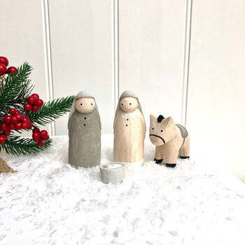 Christmas Wooden Nativity Figures In Bag, 3 of 4