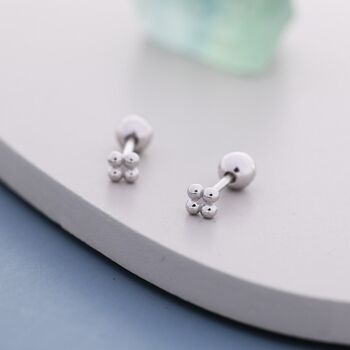 Extra Tiny Four Ball Cluster Screw Back Earrings, 6 of 12