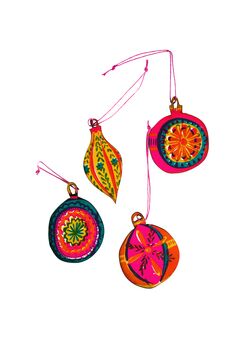 Wooden Hand Printed Bauble Decorations, 4 of 5