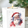 Personalised Any Message Traditional Santa White Wooden Tea Light Holder, thumbnail 2 of 5
