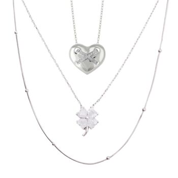 Heart X Beaded White Clover Sterling Silver Set, 4 of 12