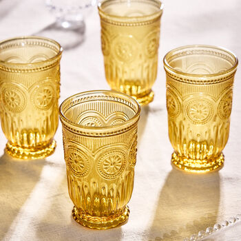 Set Of Four Zamora Amber Highball Tumblers, 3 of 8