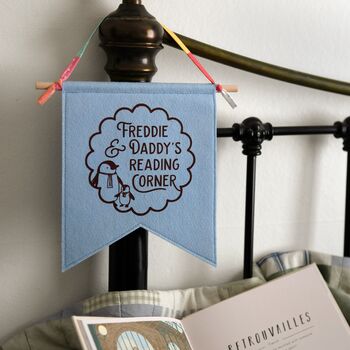 Personalised Daddy's Reading Corner Pennant Flag Gift For Dad, 5 of 6