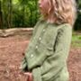 The Kids Hand Knitted Olive Green Eyelet Cardigan, thumbnail 2 of 4