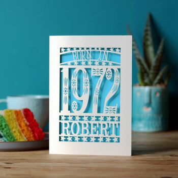 Personalised Papercut Born In 1972 Birthday Card, 4 of 10