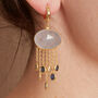 Amethyst Topaz Gold Plated Silver Chain Dangly Earrings, thumbnail 8 of 9