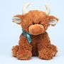 Highland Brown Cow Large Soft Toy, With Engraved Heart, thumbnail 1 of 5