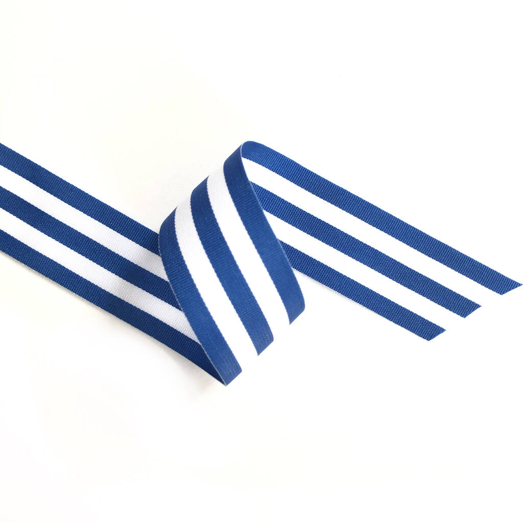 Blue And White Striped, Grosgrain Ribbon By Mock Up Designs
