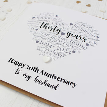 Personalised 30th Pearl Wedding Anniversary Card, 5 of 8