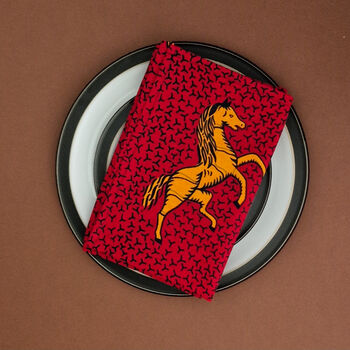 African Print Cotton Napkin | Red Horse Abi Print, 4 of 7