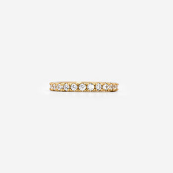 Sparkling Thin Ring Band With Round Stones, Gold, 3 of 5