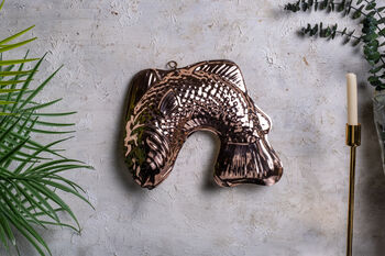 Solid Copper Fish Shaped Cake Mold And Wall Decor, 7 of 8