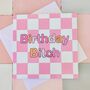 Birthday Bitch Card – Pink And White Check Square – Blank Inside, thumbnail 1 of 3