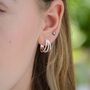 Sterling Silver Triple Hoop Bead Earrings, thumbnail 1 of 5