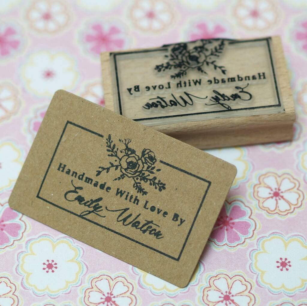 Handmade By Personalised Rubber Stamp By Pretty Rubber Stamps