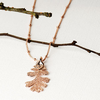 Small Lacey Oak Real Leaf Necklace, 11 of 12