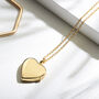 18 K Gold Plated Heart Locket With Photos And Engraving, thumbnail 1 of 12