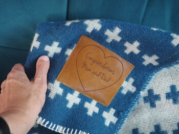 Crosses Throw With Personalised Leather Patch, 6 of 7